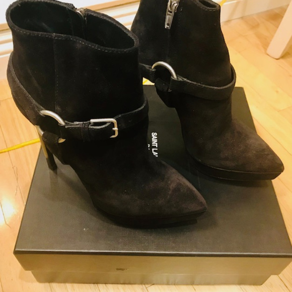 Yves Saint Laurent Suede Platform Booties - Picture 3 of 5